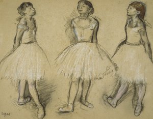 Három tanulmány egy táncosról negyedik pozícióban, 1879-80 alkotó: Edgar Degas