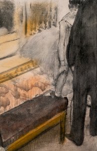 Két férfi és két táncos (részlet). 1876-1877 körül. Pasztell monotípián. alkotó: Edgar Degas