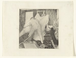 Nő kiszáll a fürdőből, és törölközőt kap a nőtől La Sortie du Bain alkotó: Edgar Degas
