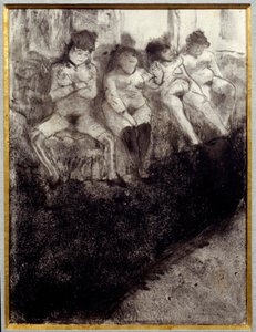 Várakozás a második verzióra. Egy bordélyban prostituáltak várják az ügyfeleket. Edgar Degas festménye alkotó: Edgar Degas