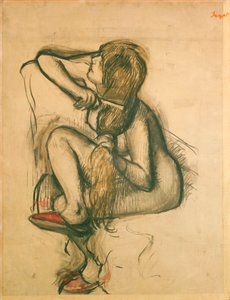 Haját fésülködő nő alkotó: Edgar Degas