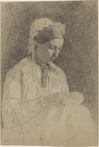 Női hímzés, 1855-1860 alkotó: Edgar Degas