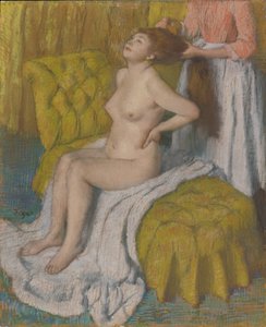 Fésült hajú nő, 1886–1888 körül (pasztell, világoszöld szőtt papíron, a pulplemez-tartóra erősített)