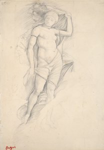 Nő, részben leterített, enyhe Kentaur-tanulmány, jobbra lent, 19. század vége alkotó: Edgar Degas
