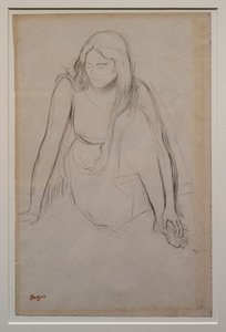 Nő ül a víz partján. 1867-1868 körül. Fekete ceruza velin papíron. alkotó: Edgar Degas