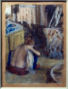 Pasztellben guggoló nő Edgar Degas monotípiáján (1834-1917) 1877 V. 0,18x0,14 m Párizs, Muse d