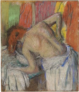 Hátát mosó nő, 1895 körül (pasztell a táblára fektetett, összeillesztett papíron) alkotó: Edgar Degas