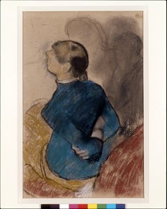 Fiatal nő kékben (pasztell, faszén, csiszolt papíron) alkotó: Edgar Degas