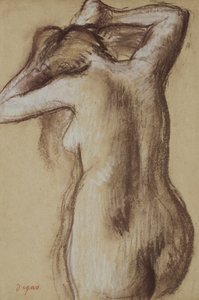 Fiatal meztelen nő fésülködik, 1889-90 körül (pasztell, papír) alkotó: Edgar Degas