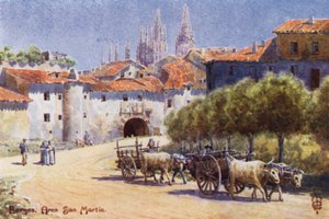 Észak-Spanyolország: Burgos, Arco San Martin (színes litho) alkotó: Edgar T. A. Wigram