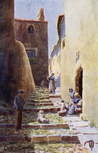 Észak-Spanyolország: Caceres, Calle de la Cuesta de Aldana (színes litho)