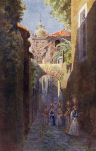 Észak-Spanyolország: Caceres, a régi városfalakon belül (színes litho) alkotó: Edgar T. A. Wigram