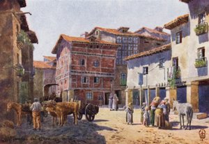 Észak-Spanyolország: Miranda del Ebro, Egy sarok a városban (színes litho)