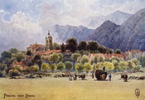 Észak-Spanyolország: Pasana, egy asztúriai hegyi falu (színes litho)