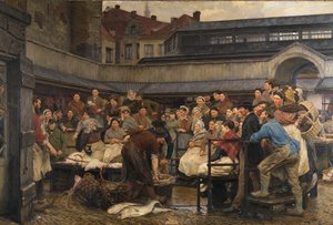 Az antwerpeni régi halpiac 1882-ben (olaj, vászon) alkotó: Edgard Farasyn