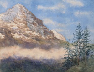 Az Eiger és Schneehorn (akvarell, gouache papíron) alkotó: Edith A. Paine