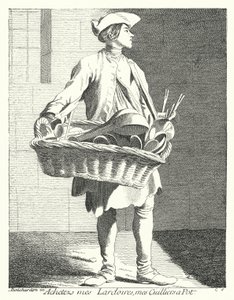 Serpenyőim és kanalaim vásárlása (gravírozás) alkotó: Edmé (after) Bouchardon