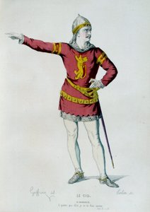 Jelmez Don Rodrigue vagy Le Cid számára Pierre Corneille (1606-1684) „Le Cid” II. felvonásának 2. jelenetében. Illusztráció: Edmond Geffroy (1804-1895) 19. századi Párizs, Comedie francaise