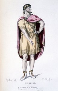 Nikomédész karaktere a Nicomede - Teljes színház című tragédiában: (Corneille darabjainak gyűjteménye) Geffroy rajza, L. Wolff metszete - szerk. Laplace, Sanchez et Cie, Párizs 1884