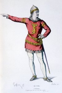 Don Rodrigue karaktere a Le Cid - Full Theatre című tragi vígjátékban: (Corneille darabjainak gyűjteménye) Geffroy rajza, Colin metszete - szerk. Laplace, Sanchez et Cie, Párizs 1884