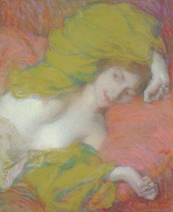 Idleness, 1895 körül (pasztell papíron) alkotó: Edmond-François Aman-Jean