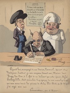 Egy polgármester közleményt ír (színes litó) alkotó: Edmond Lavrate