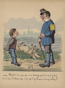 Vadőr és fiú döglött disznóval (színes litó) alkotó: Edmond Lavrate