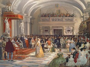 Henri de Bourbon, Navarra királyának esküvője Marguerite de Valois-val Medici Katalin és IX. Károly jelenlétében 1572-ben, 1862-ben