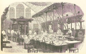 Ezüstkovácsok dolgoznak a párizsi Christophle evőeszközgyárban, pub. 1875.