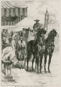 A londoni szezon - szalonba járás (metszet) alkotó: Edmond Morin