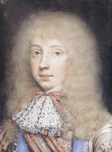 Edward Stuart portréja, mellhossz, hullámzó hajjal és csipkekészlettel, alkotó: Edmund Ashfield
