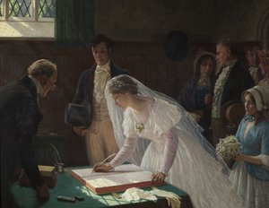Jegyzék aláírása (olaj, vászon) alkotó: Edmund Blair Leighton