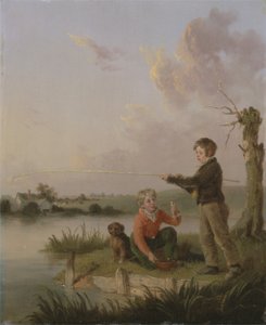 Fiatal horgászok (olaj a panelen) alkotó: Edmund Bristow