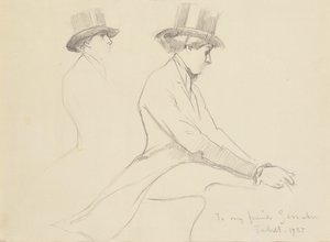 Lovas figurák (ceruza, papír) alkotó: Edmund Charles Tarbell