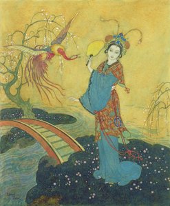 Badoura hercegnő, illusztráció a Badoura hercegnő, Mese az Ezeregyéjszakából, Laurence Housman átdolgozása alkotó: Edmund Dulac