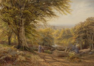 Szénégetők Weybridge közelében, Surrey, 1870 (wc és testszín papíron)