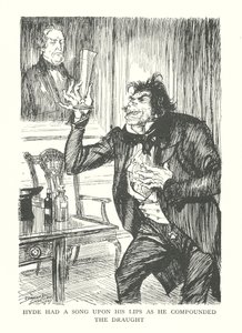 Illusztráció R. L. Stevenson The Strange Case of Dr. Jekyll  Mr. Hyde című könyvéhez (litográfia)