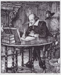 Shakespeare a dolgozószobájában (litho)