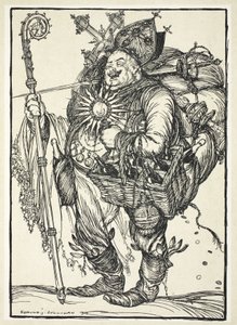 Herr Michel ADC, a koronahercegnek, amikor visszatért az Ígéret Földjéről, illusztrációja Edmund J. Sullivan A császár füzéréből, pub. 1916 alkotó: Edmund Joseph Sullivan