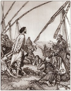 Jézus megkérdezi: Ki a felebarátom? (litho) alkotó: Edmund Joseph Sullivan