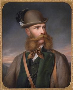 Az osztrák I. Ferenc József vadászruhás portréja, 1877