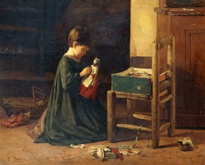 Felöltöztetni a babát, alkotó: Edouard Alexandre Sain