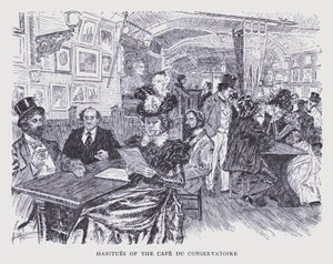 Bohém Párizs: A Cafe du Conservatoire szokásai (litho)