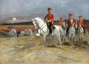 Tsarevics Miklós áttekinti a csapatokat alkotó: Jean Baptiste Edouard Detaille