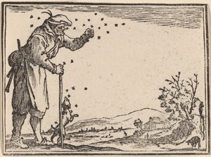 Parasztot megtámadtak a méhek alkotó: Edouard Eckman after Jacques Callot