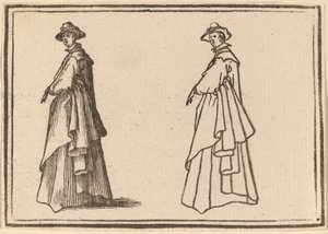 Álló nő egy nagyszerű kabátban alkotó: Edouard Eckman after Jacques Callot