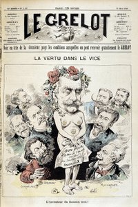 Karikatúra a panamai botrányról: „Az erény a bűnben: a híres lyuk feltalálója!” - Couv. „Le Grelot” március 26-án