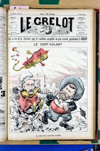 A „The Grelot” címlapja, színekben szatirikus alkotó: Edouard Guillaumin Pepin