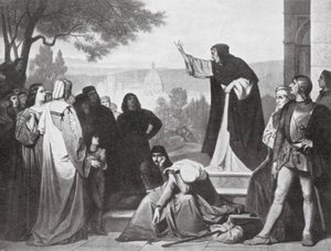 Savonarola prédikációja (litó) alkotó: Edouard Jean Conrad (after) Hamman