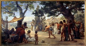Görög ókor: "" A lemezjáték"" (diszkobolusz) festmény, Joseph Dantan (1848-1897) 1875 Rouen, Szépművészeti Múzeum